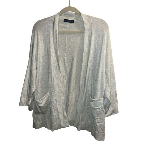 ✨Zara Grey Open Front Oversized Slouchy Knit Kimono Style Sz Small Cardigan✨ - Picture 8 of 13